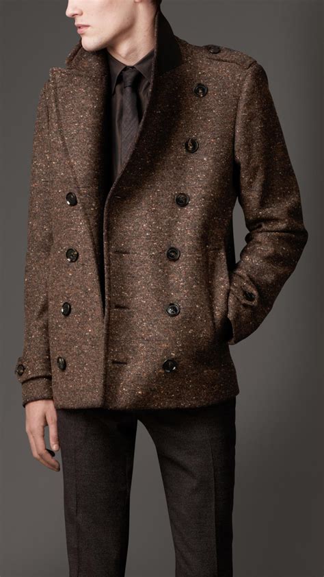 burberry mens pea coats|burberry men's wool overcoat.